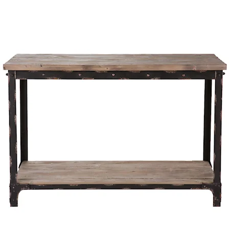 Industrial Rustic Plank Serving Table